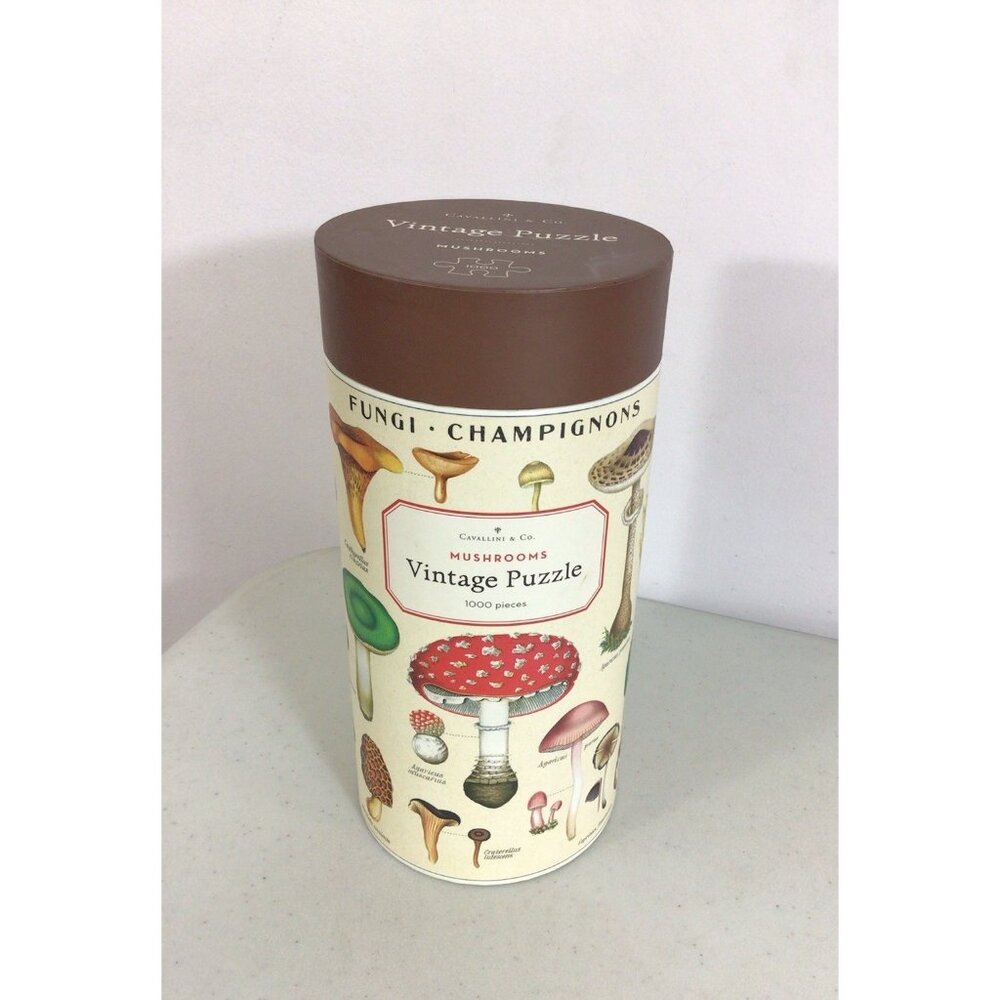 Vintage Mushroom Puzzle by Cavallini - Brown and Red